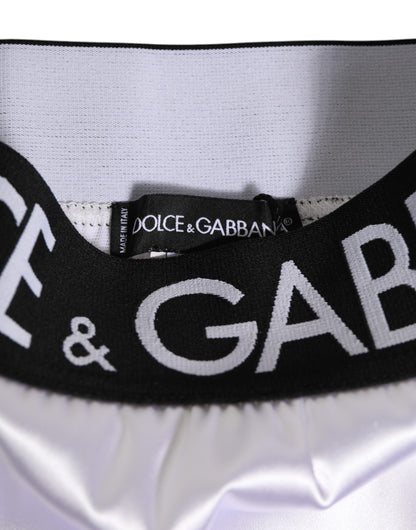 Dolce &amp; Gabbana Intimo da donna in raso bianco a vita alta con logo nero