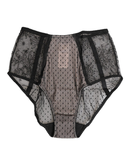 Dolce &amp; Gabbana Intimo a vita alta in pizzo a pois nero trasparente