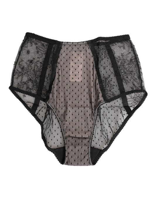 Dolce &amp; Gabbana Intimo a vita alta in pizzo a pois nero trasparente