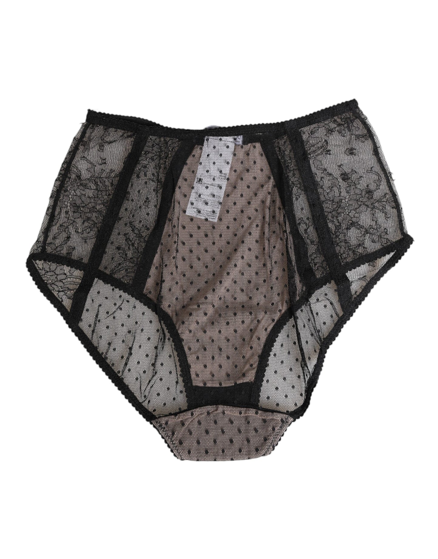 Dolce &amp; Gabbana Intimo a vita alta in pizzo a pois nero trasparente