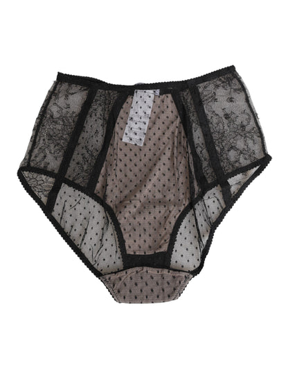 Dolce &amp; Gabbana Intimo a vita alta in pizzo a pois nero trasparente