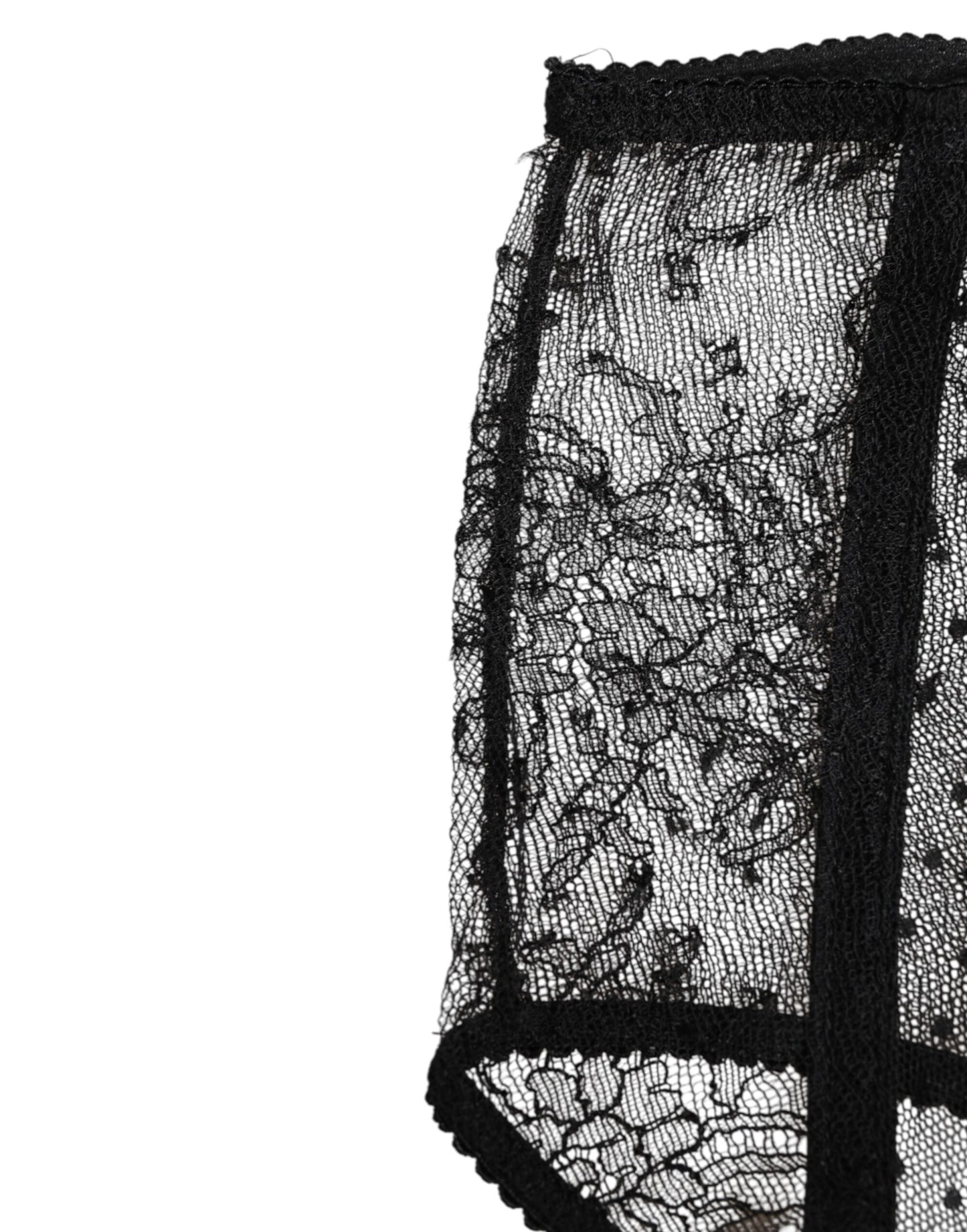 Dolce &amp; Gabbana Intimo a vita alta in pizzo a pois nero trasparente