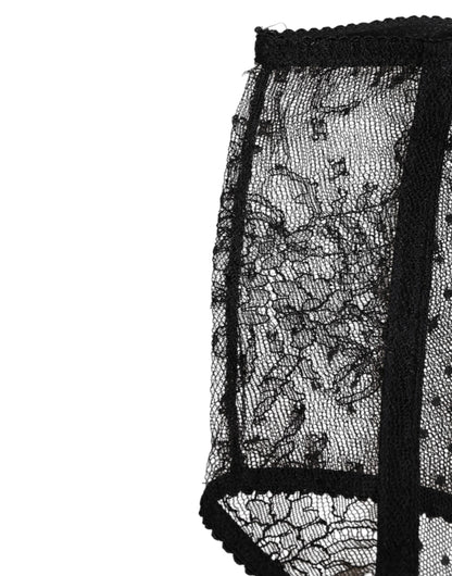 Dolce &amp; Gabbana Intimo a vita alta in pizzo a pois nero trasparente