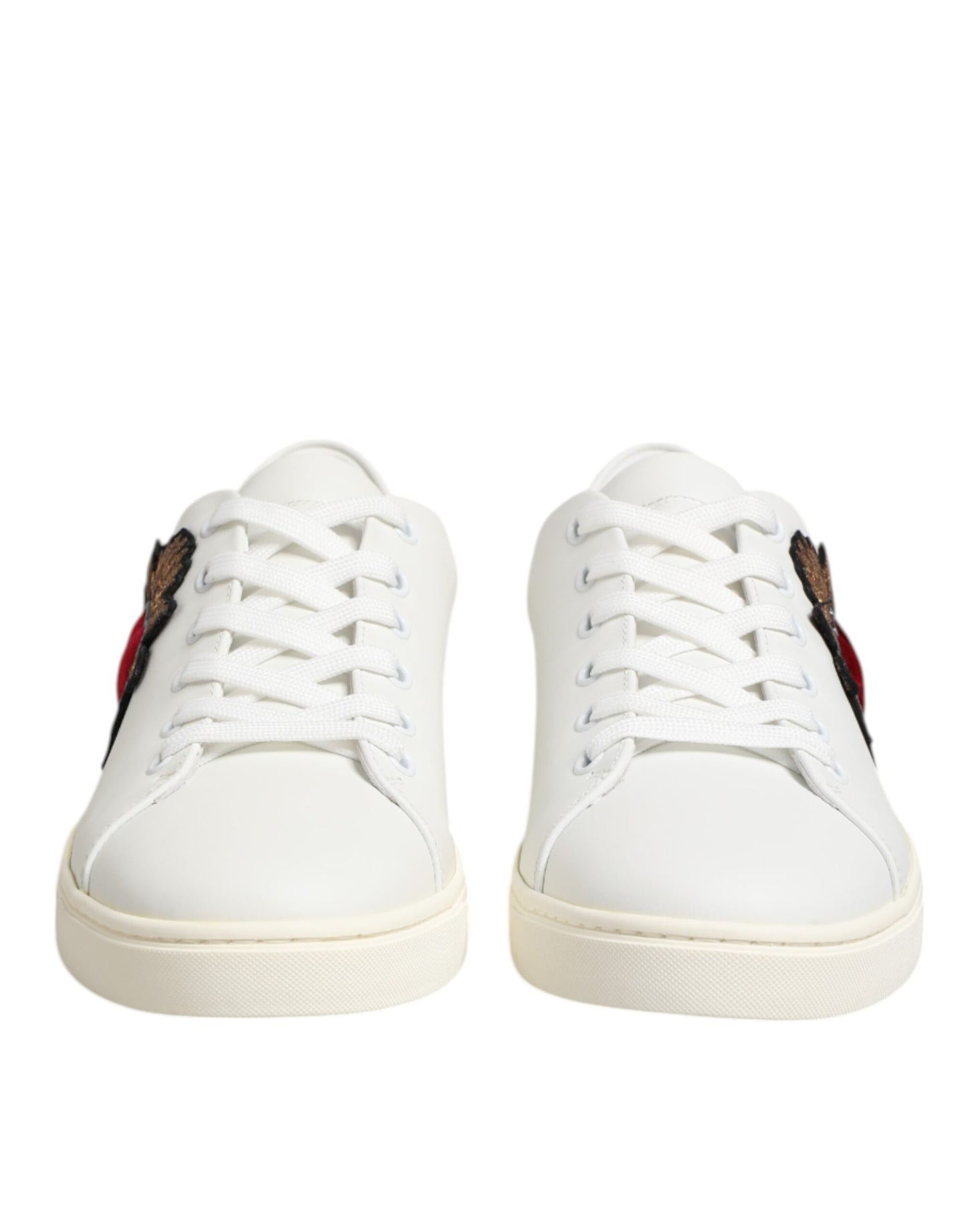 Scarpe da ginnastica bianche in pelle con toppa a forma di cuore sacro di Dolce &amp; Gabbana