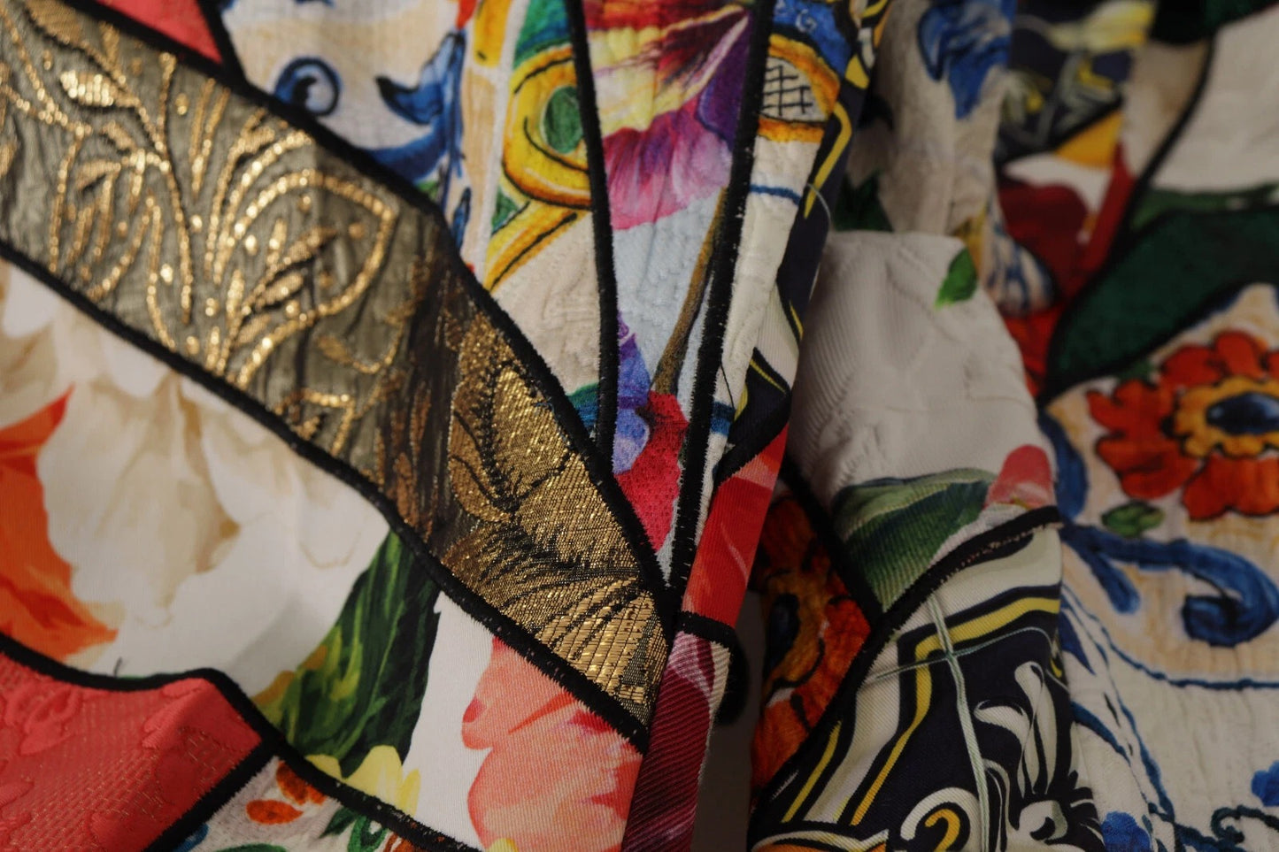 Pantaloni a vita alta in jacquard patchwork multicolore Dolce &amp; Gabbana