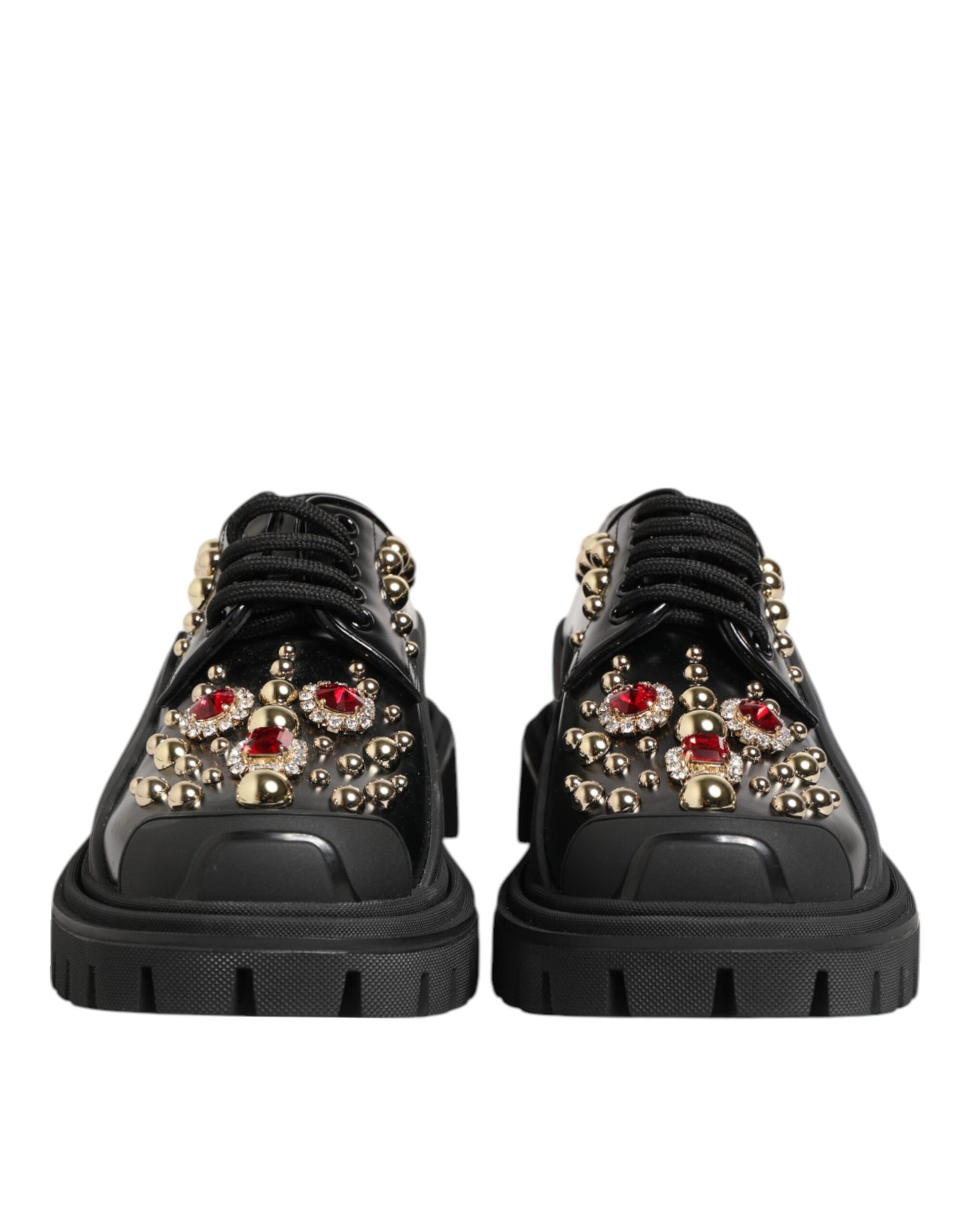 Scarpe Derby Dolce &amp; Gabbana in pelle nera con cristalli gioiello