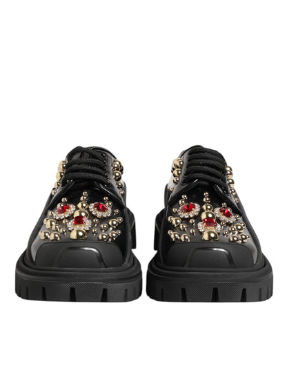 Scarpe Derby Dolce &amp; Gabbana in pelle nera con cristalli gioiello