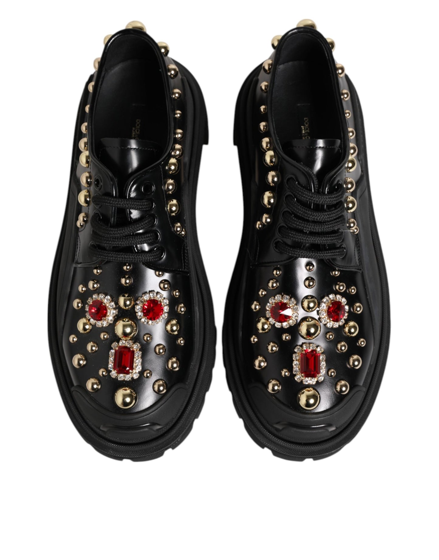 Scarpe Derby Dolce &amp; Gabbana in pelle nera con cristalli gioiello