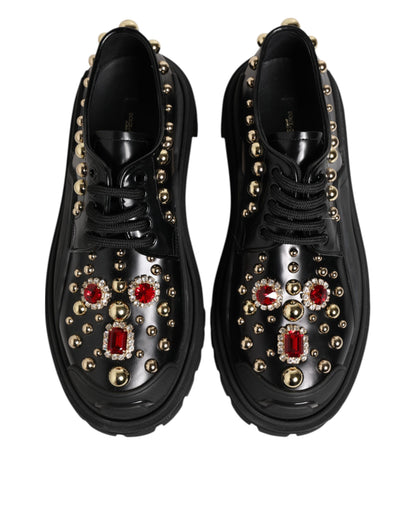 Scarpe Derby Dolce &amp; Gabbana in pelle nera con cristalli gioiello