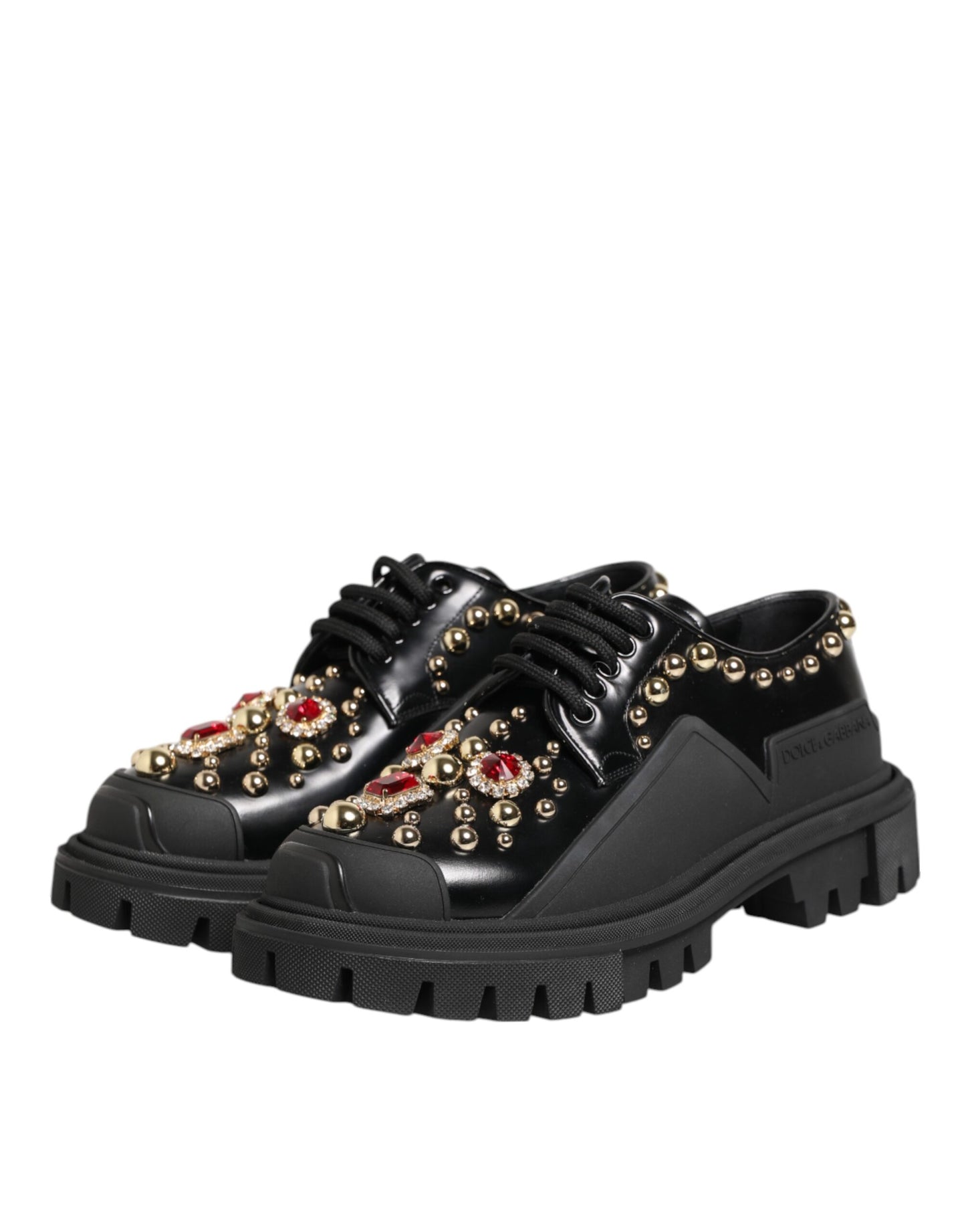Scarpe Derby Dolce &amp; Gabbana in pelle nera con cristalli gioiello