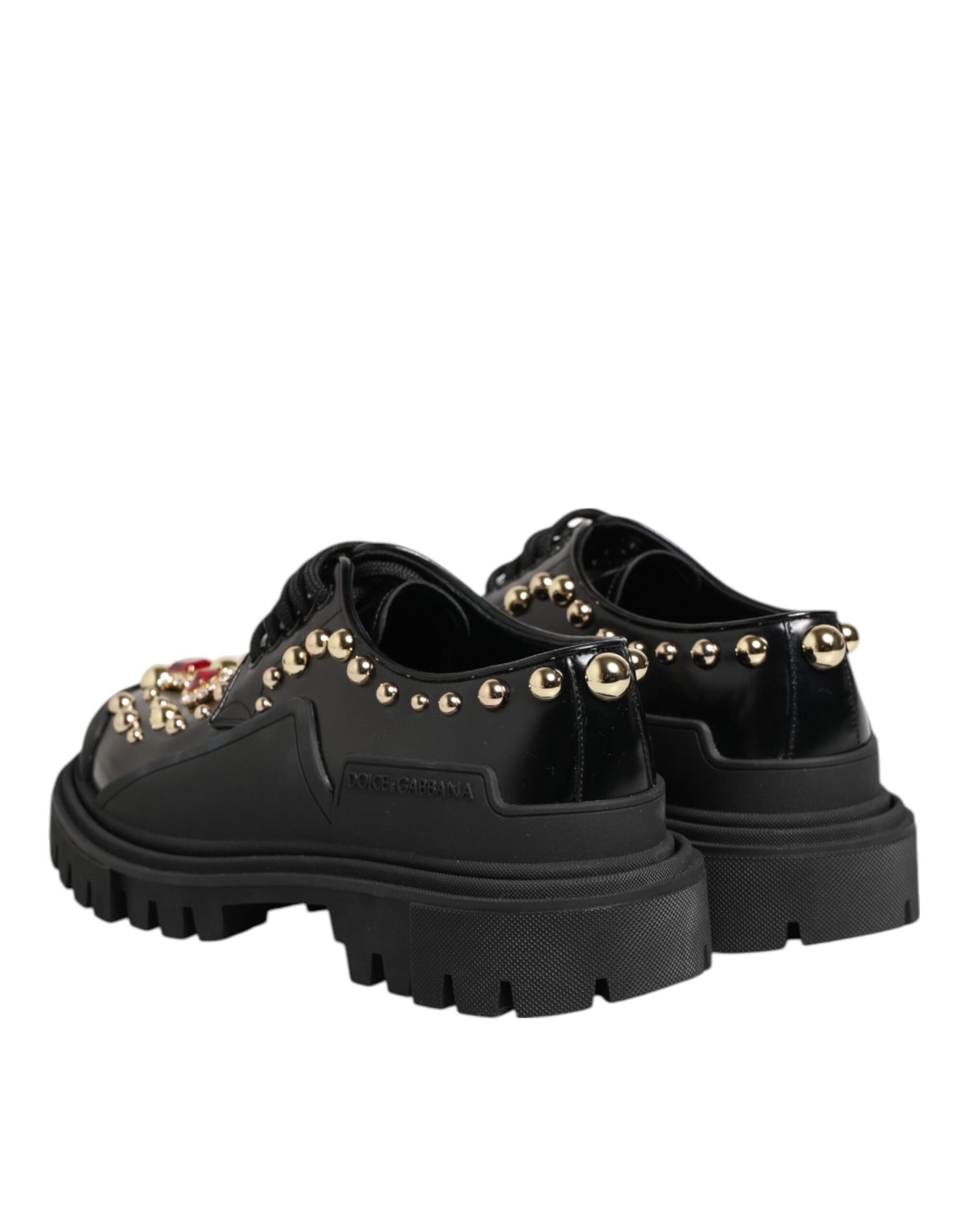 Scarpe Derby Dolce &amp; Gabbana in pelle nera con cristalli gioiello