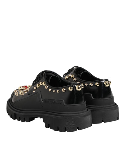 Scarpe Derby Dolce &amp; Gabbana in pelle nera con cristalli gioiello