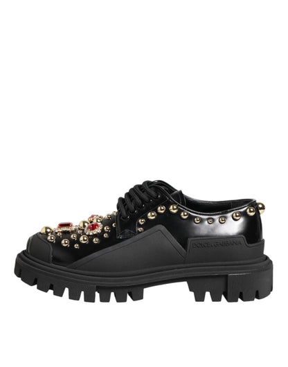 Scarpe Derby Dolce &amp; Gabbana in pelle nera con cristalli gioiello