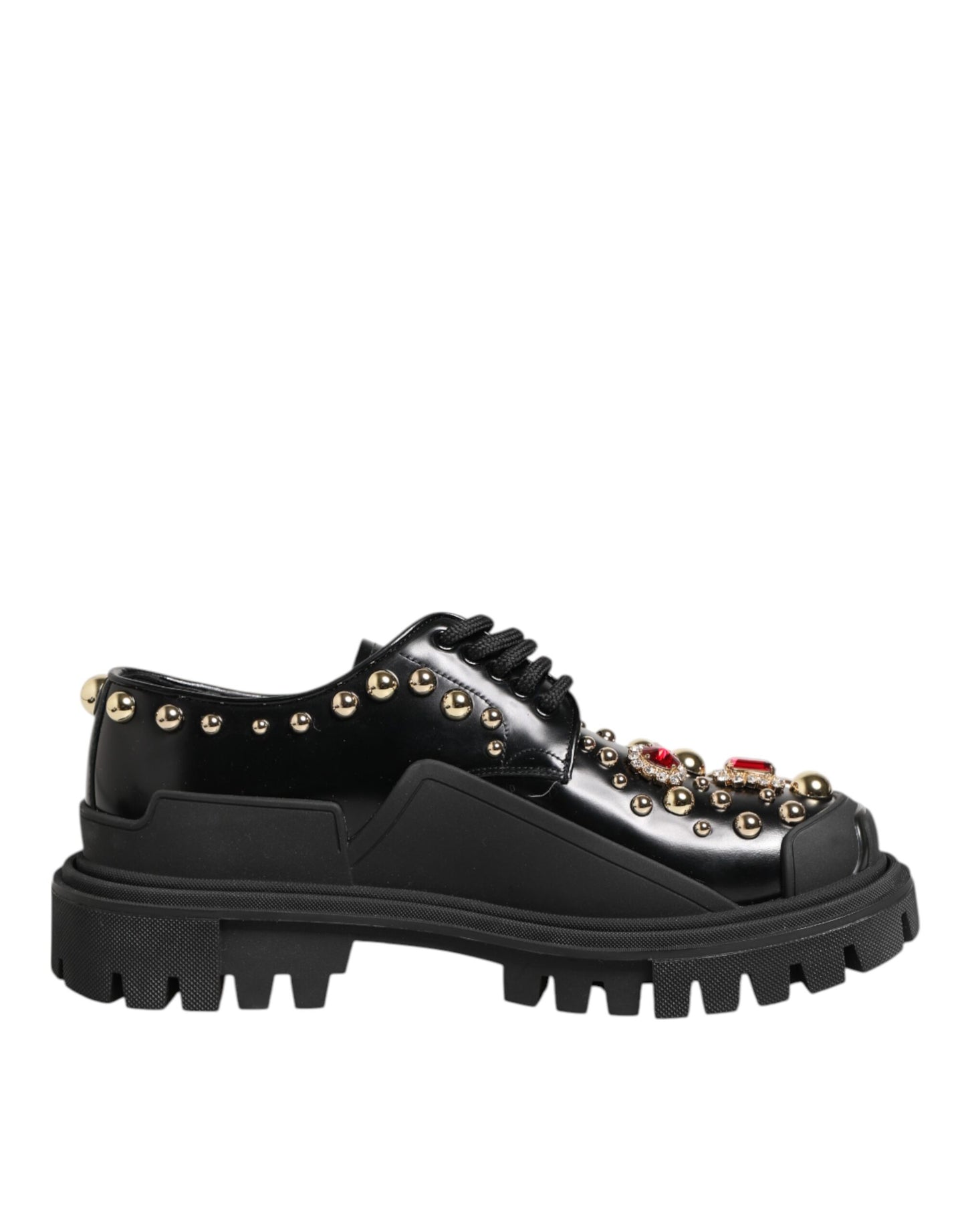 Scarpe Derby Dolce &amp; Gabbana in pelle nera con cristalli gioiello