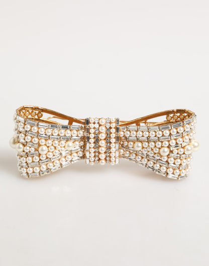 Spilla Dolce &amp; Gabbana in ottone dorato, cristallo e perle finte