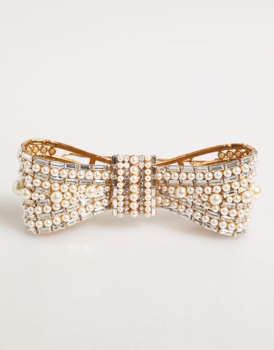 Spilla Dolce &amp; Gabbana in ottone dorato, cristallo e perle finte
