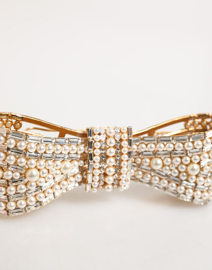 Spilla Dolce &amp; Gabbana in ottone dorato, cristallo e perle finte