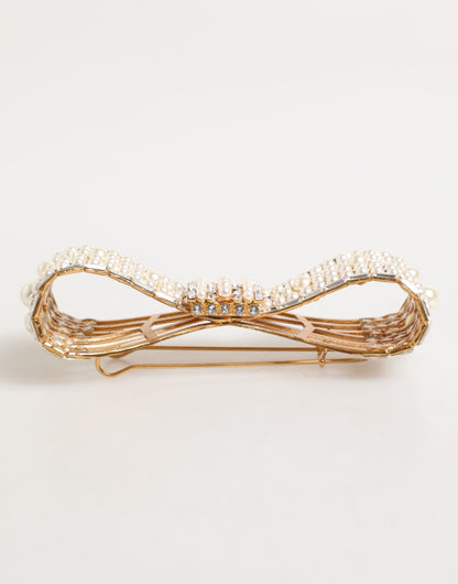 Spilla Dolce &amp; Gabbana in ottone dorato, cristallo e perle finte