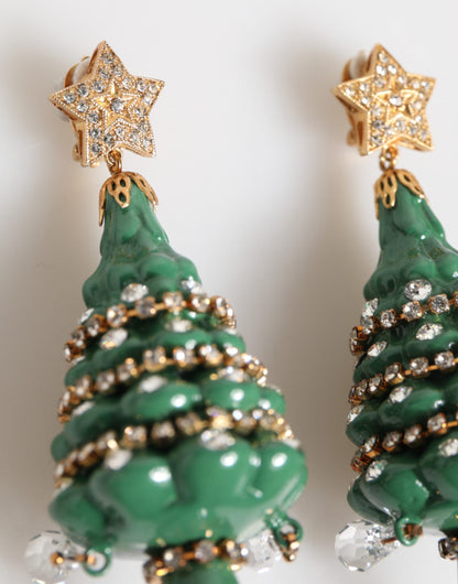 Orecchini Dolce &amp; Gabbana in ottone dorato multicolore con albero di Natale