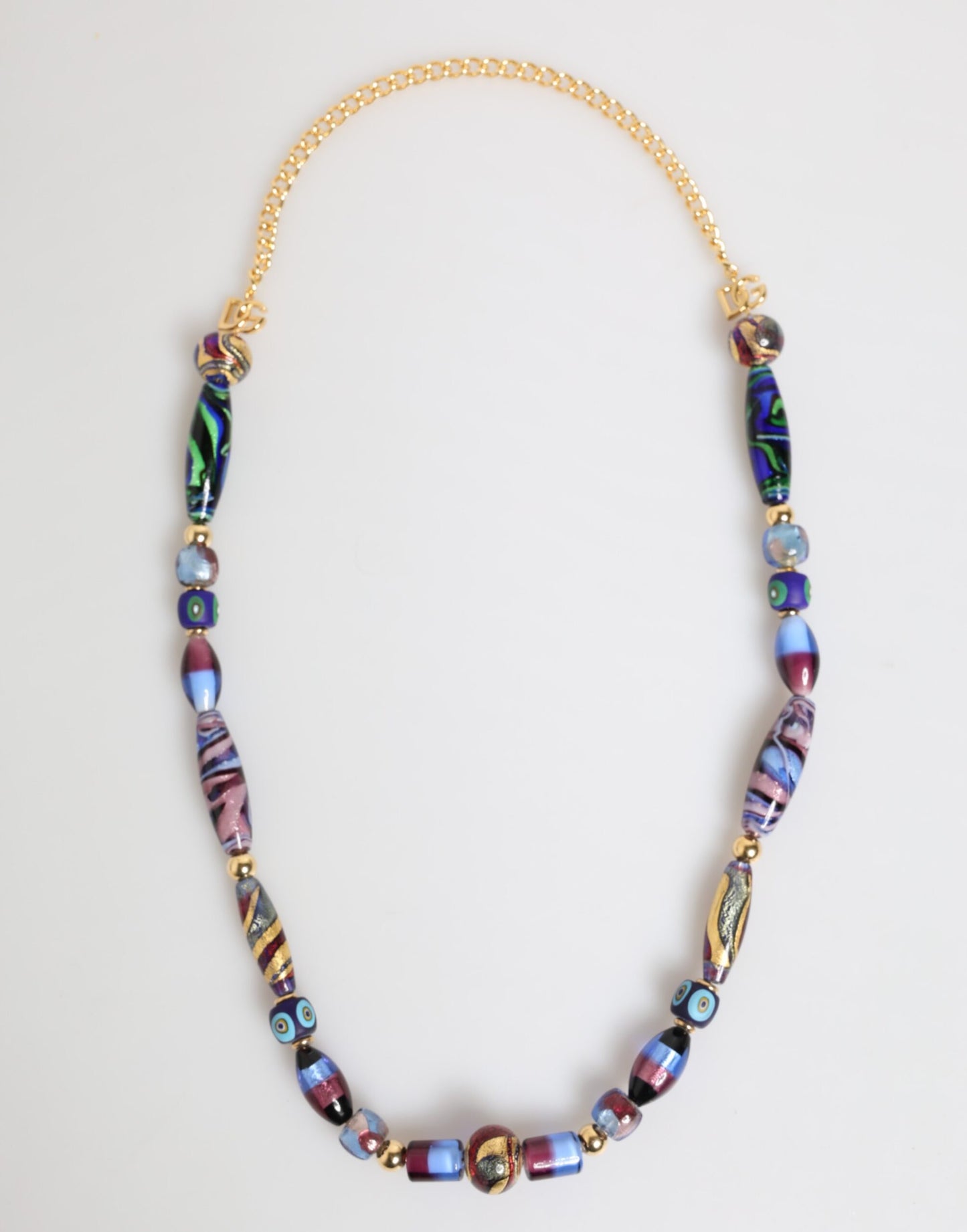 Collana con catena in ottone dorato e perline in vetro di Murano multicolore Dolce &amp; Gabbana