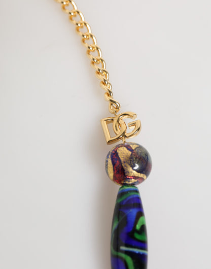 Collana con catena in ottone dorato e perline in vetro di Murano multicolore Dolce &amp; Gabbana