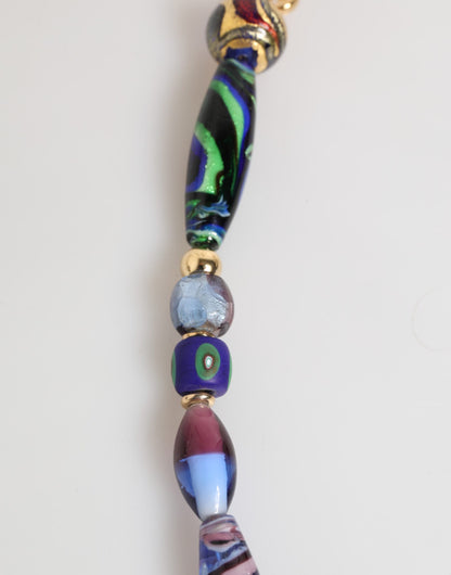 Collana con catena in ottone dorato e perline in vetro di Murano multicolore Dolce &amp; Gabbana