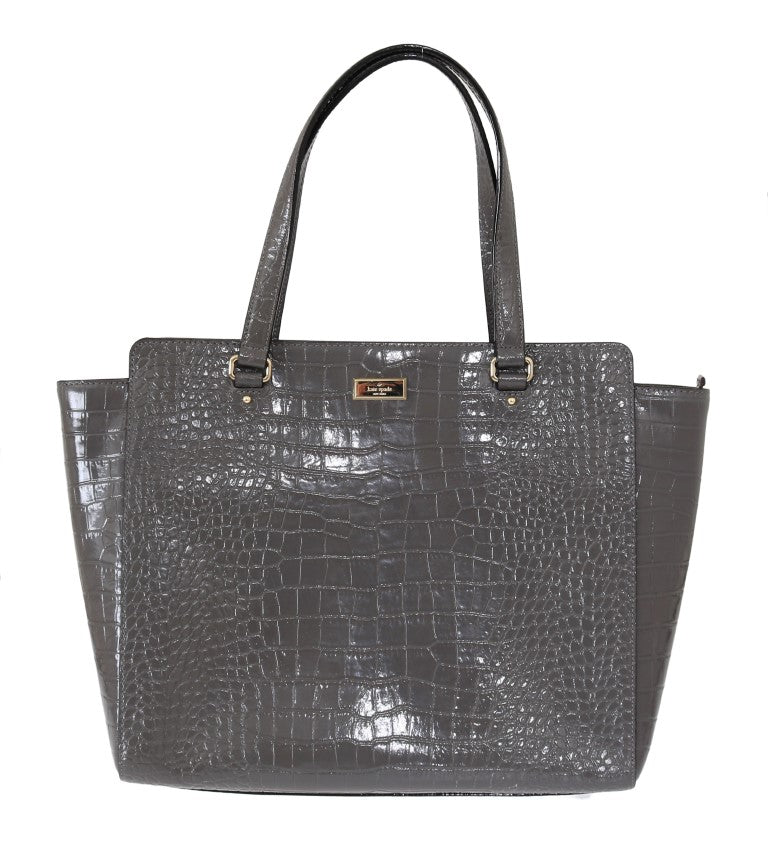 Borsa a mano Elissa Bristol Drive in pelle goffrata coccodrillo grigio Kate Spade