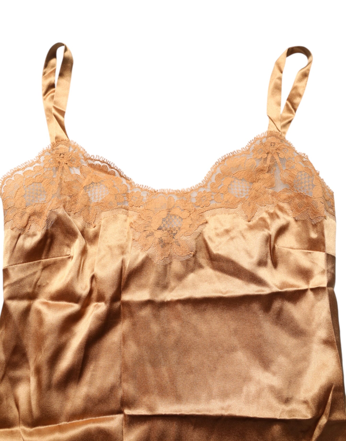 Dolce &amp; Gabbana Lingerie Intimo in Raso di Seta con Pizzo Floreale Marrone