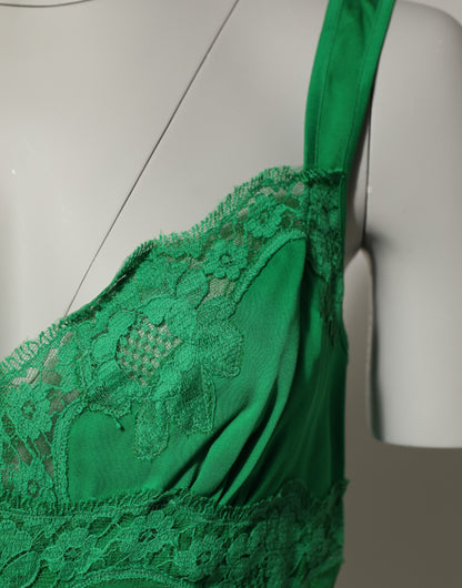 Dolce &amp; Gabbana Canotta in pizzo floreale verde Lingerie Top Intimo