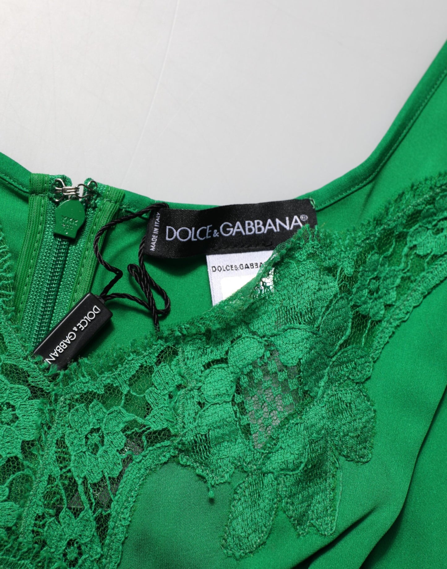 Dolce &amp; Gabbana Canotta in pizzo floreale verde Lingerie Top Intimo