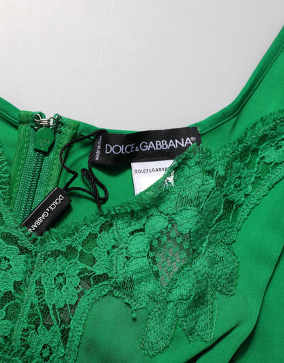 Dolce &amp; Gabbana Canotta in pizzo floreale verde Lingerie Top Intimo