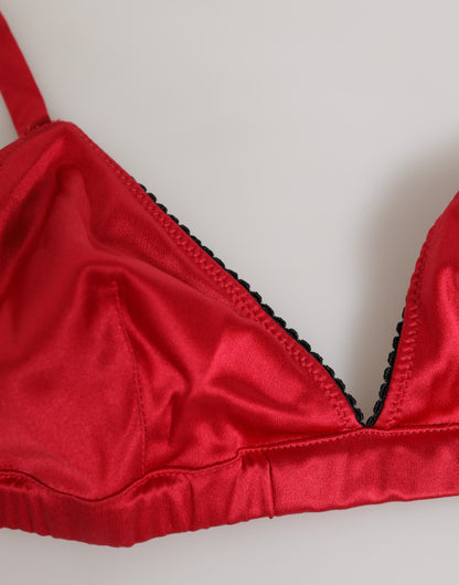 Dolce &amp; Gabbana Reggiseno a triangolo in raso di seta rosso con coppa morbida