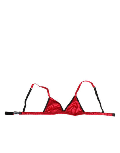 Dolce &amp; Gabbana Reggiseno a triangolo in raso di seta rosso con coppa morbida
