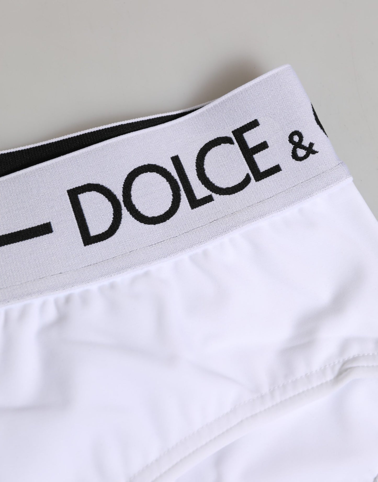 Dolce &amp; Gabbana Pantaloncini Intimo con Cintura in Nylon Bianco con Logo