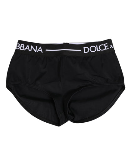 Dolce &amp; Gabbana Pantaloncini Intimo con Cintura in Nylon Nero Logo