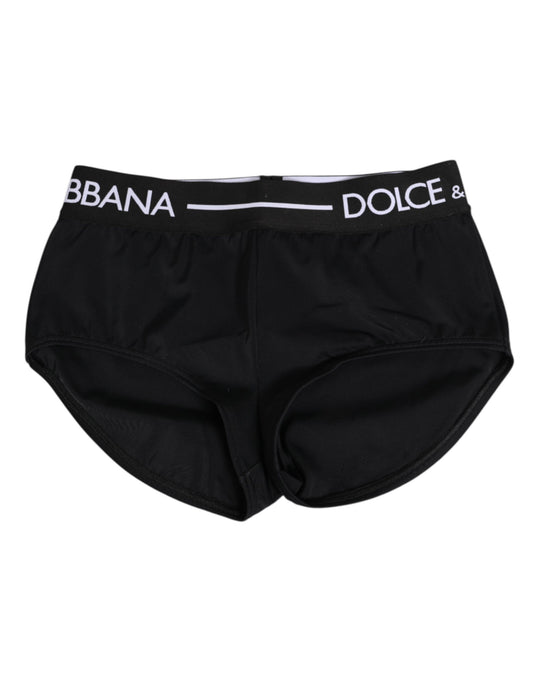 Dolce &amp; Gabbana Pantaloncini Intimo con Cintura in Nylon Nero Logo