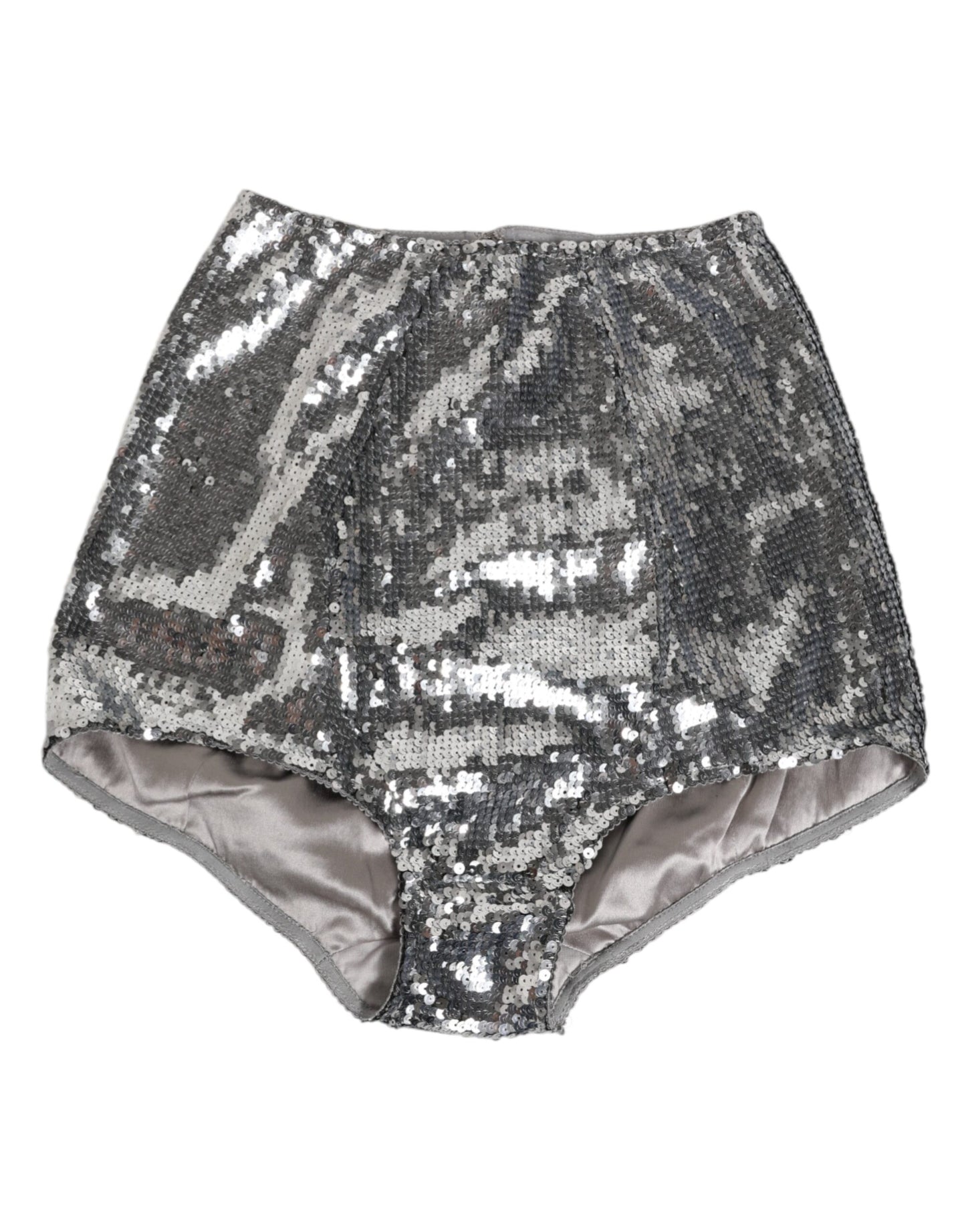 Dolce &amp; Gabbana Slip in nylon argentato con paillettes e mutandine