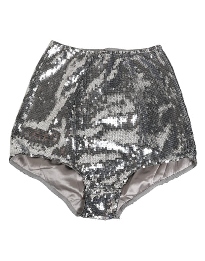 Dolce &amp; Gabbana Slip in nylon argentato con paillettes e mutandine