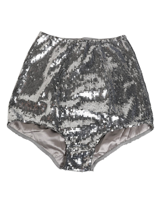 Dolce &amp; Gabbana Slip in nylon argentato con paillettes e mutandine