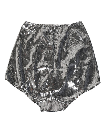 Dolce &amp; Gabbana Slip in nylon argentato con paillettes e mutandine