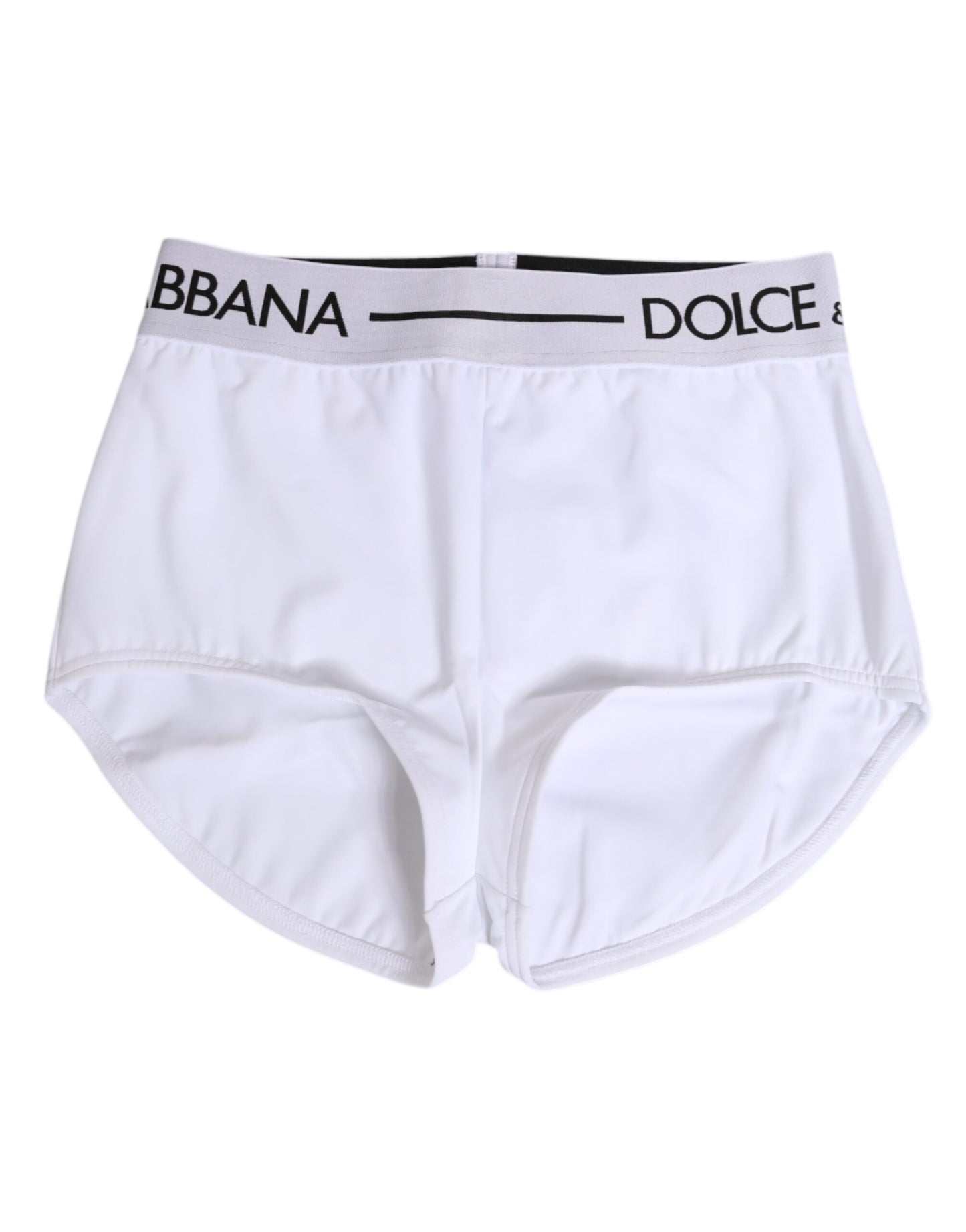 Dolce &amp; Gabbana Pantaloncini Intimo con Cintura in Nylon Bianco con Logo