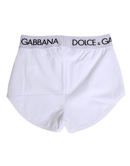 Dolce &amp; Gabbana Pantaloncini Intimo con Cintura in Nylon Bianco con Logo