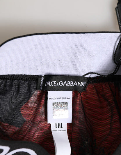 Dolce &amp; Gabbana Slip intimo in seta a vita alta con stampa floreale nera