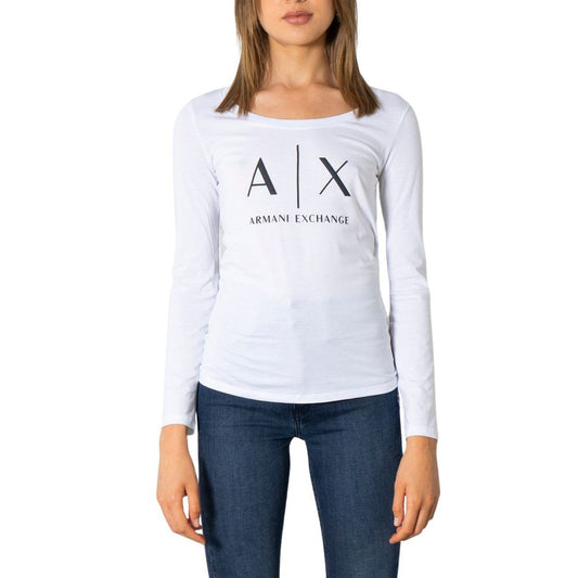T-shirt a maniche lunghe in cotone bianco Armani Exchange