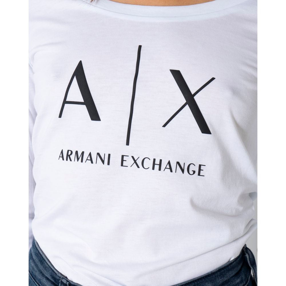 T-shirt a maniche lunghe in cotone bianco Armani Exchange