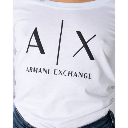 T-shirt a maniche lunghe in cotone bianco Armani Exchange
