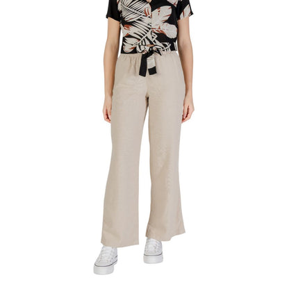 Solo pantaloni casual in lino beige