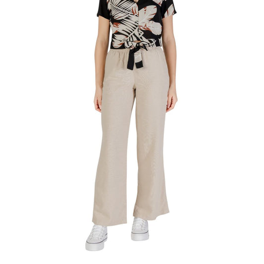 Solo pantaloni casual in lino beige