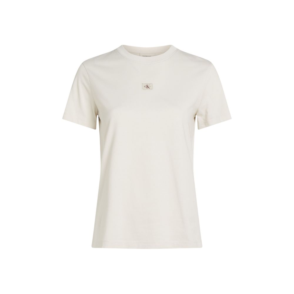 Maglietta beige in cotone riciclato Calvin Klein Jeans