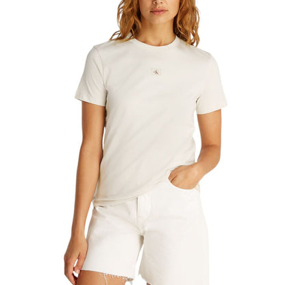 Maglietta beige in cotone riciclato Calvin Klein Jeans